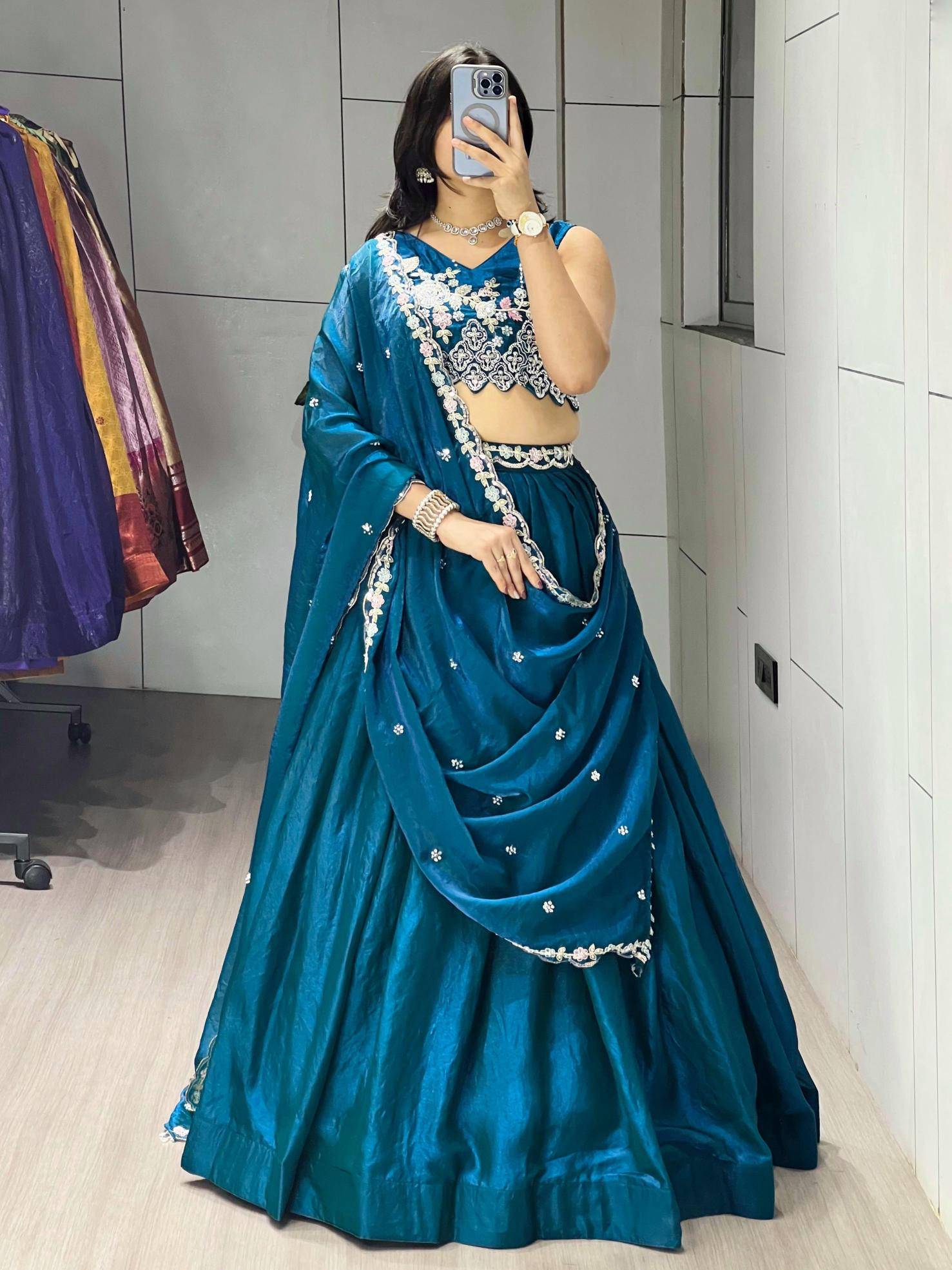 GRTN8 125 TEALBLU Fendy Lehenga Choli Wholesale in Delhi